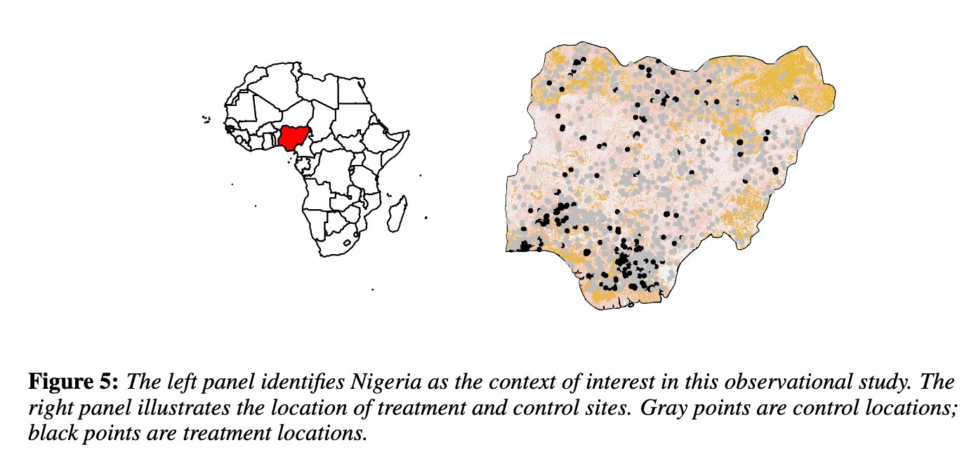 Maps showing Nigeria treatment and control sites